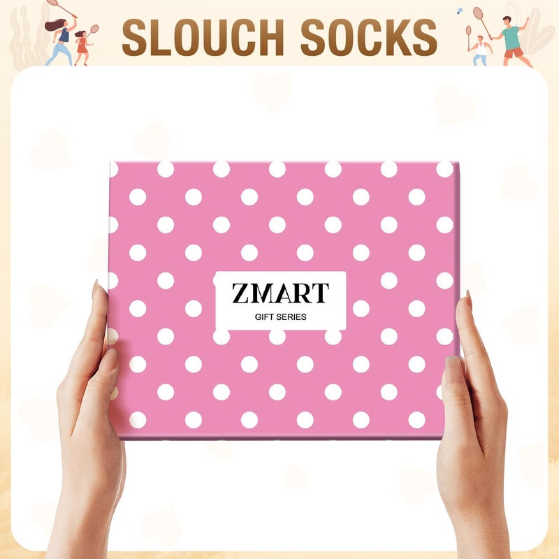 Zmart Women Slouch Socks - Cozy Scrunch Socks, 80s Style in White, Black, Orange & Cream - Image 3